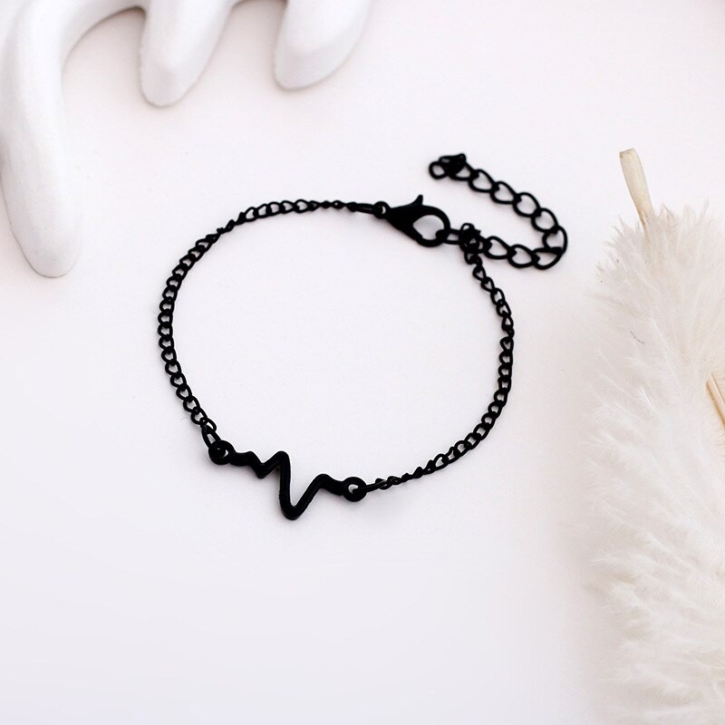 Gelang Rantai Unisex Couple Charm Electrocardiogram Fashion Korea Aksesoris Fashion 4.8