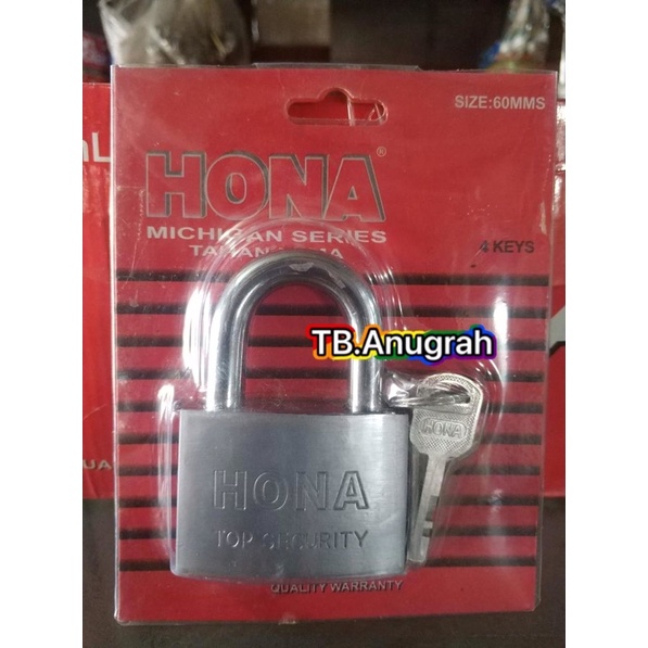 Gembok HONA Nekel Panjang Pendek Besi Baja Pagar Rumah Padlock 30mm 40mm 50mm 60mm