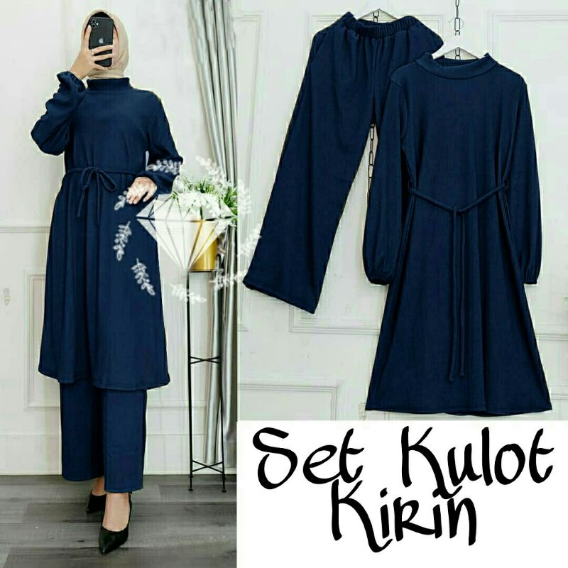 ST Set Stelan Atasan Tunik Celana Kulot Moscrepe Kirin