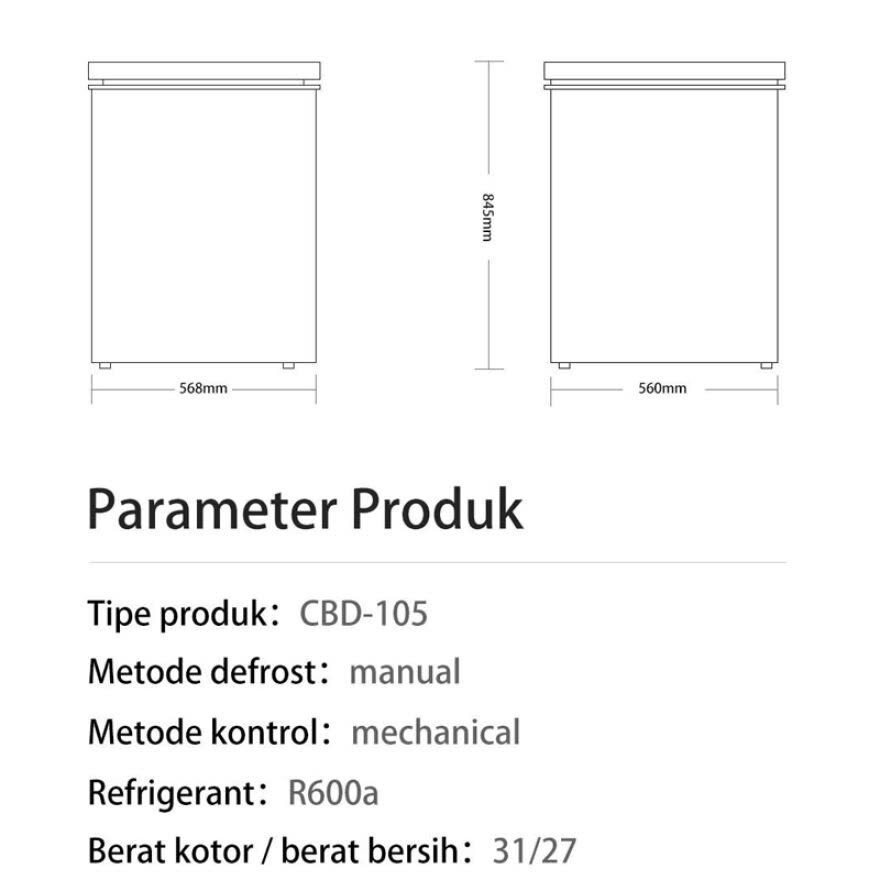 Changhong Chest Freezer Box 100 liter CBD 105