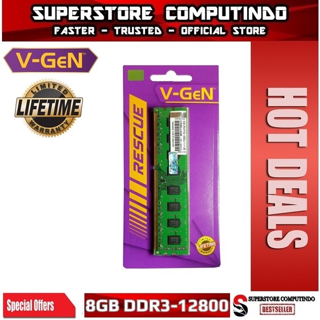 RAM V-GEN Rescue DDR3 8GB PC-12800/1600Mhz LONG DIMM