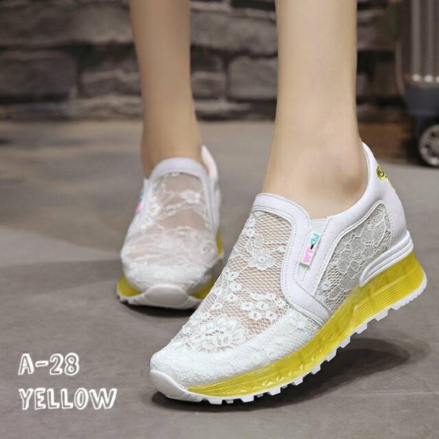 Sepatu Sneakers wedges brokat korea #A-28 Sepatu Import