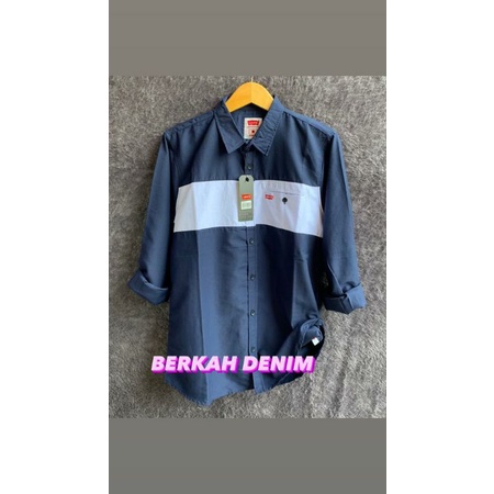 berkah denim jual baju kemeja kombinasi variasi levis 501 model terbaru masa kini/kemeja lengan panj