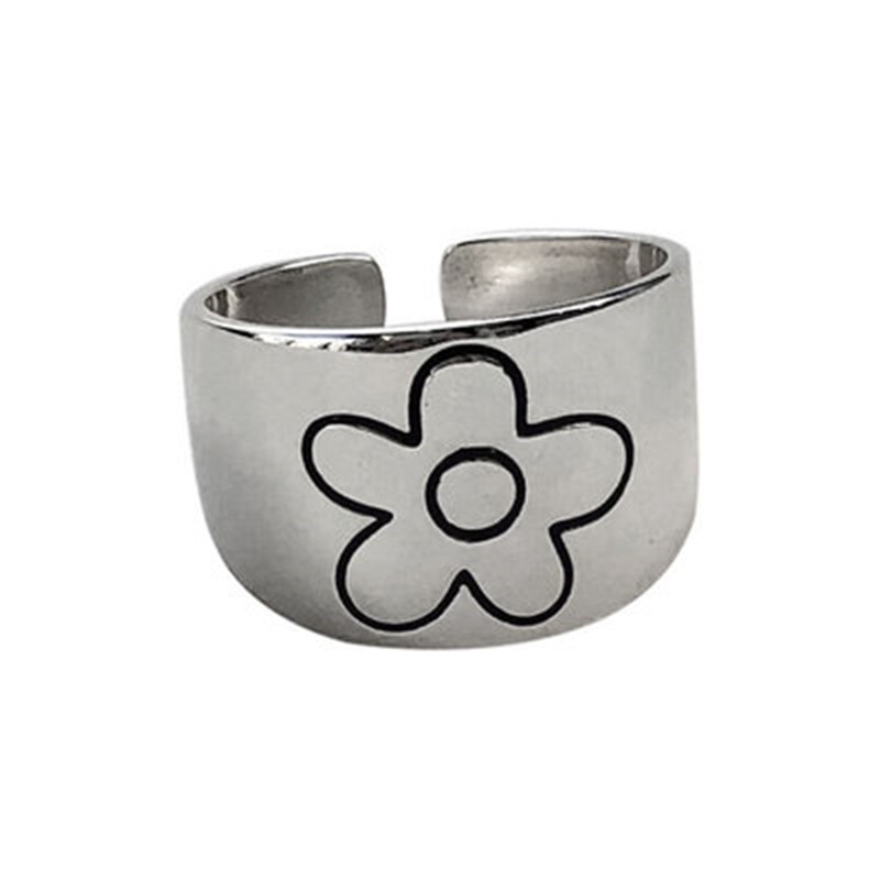 Small Flower Daisy Ailver Ring Accessories Adjustable Retro Personality