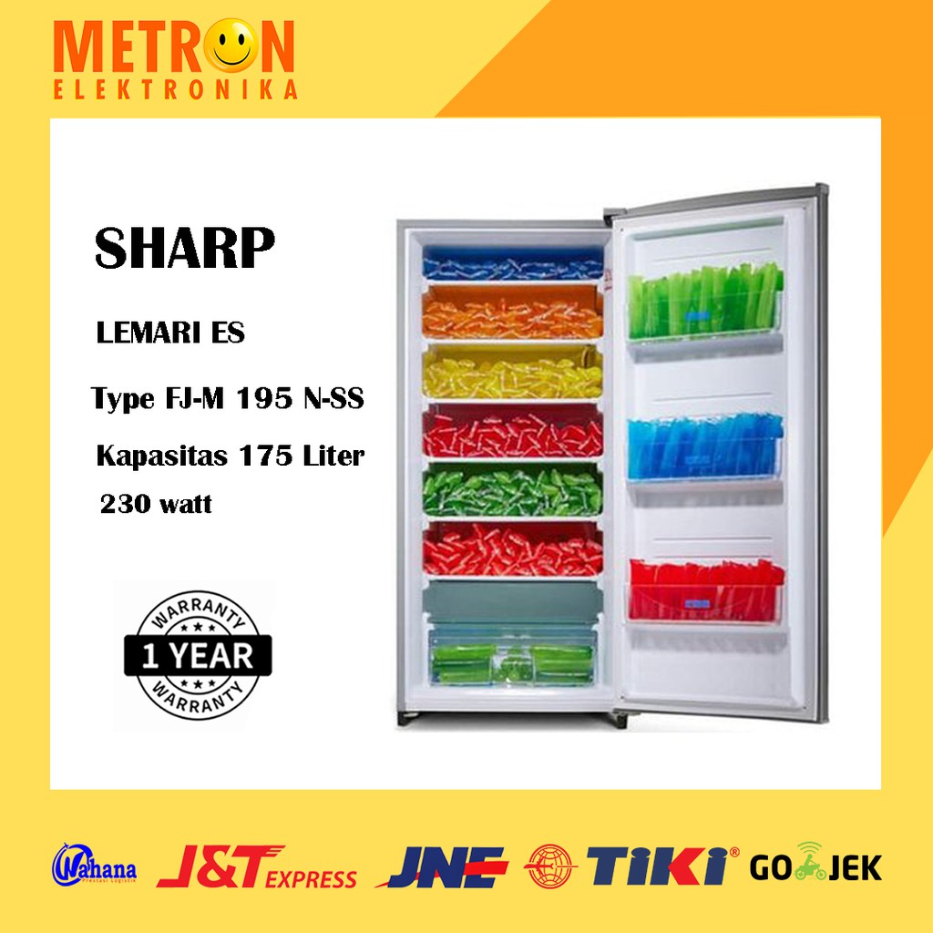 SHARP FJ M 195 N SS / FREEZER KULKAS LEMARI ES 1 PINTU 175 L SILVER / FJM195NSS