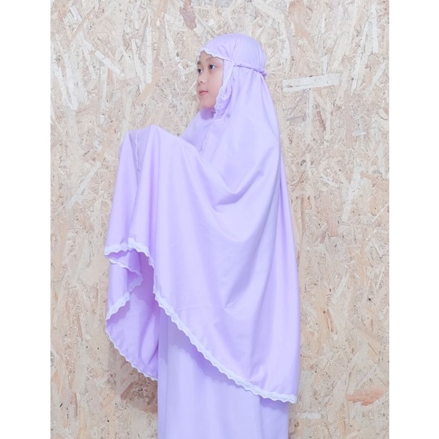 Mukena Katun Polos Anak Renda Mukena SABRINA by Nazwa Umur 7-9 Tahun