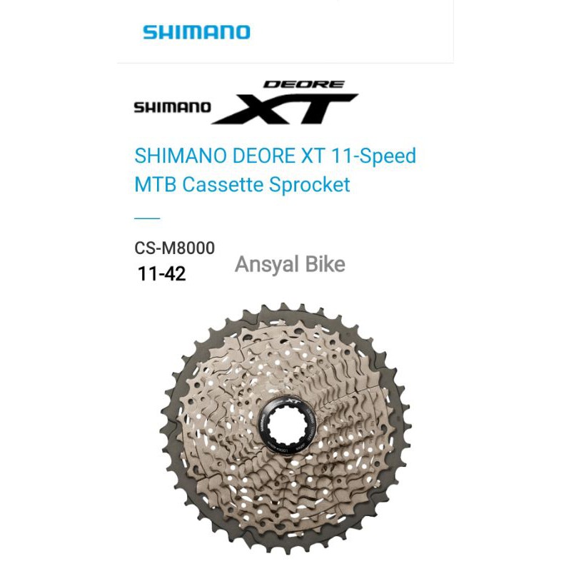 Sprocket XT 11 speed 11-42 Sprocket XT 11-42 11 speed M8000