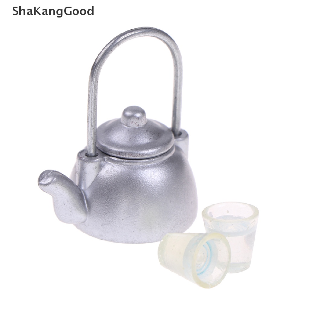 Skid 3Pcs / Set Mainan Miniatur Teko / Cangkir Vintage Untuk Aksesoris Dapur Rumah Boneka