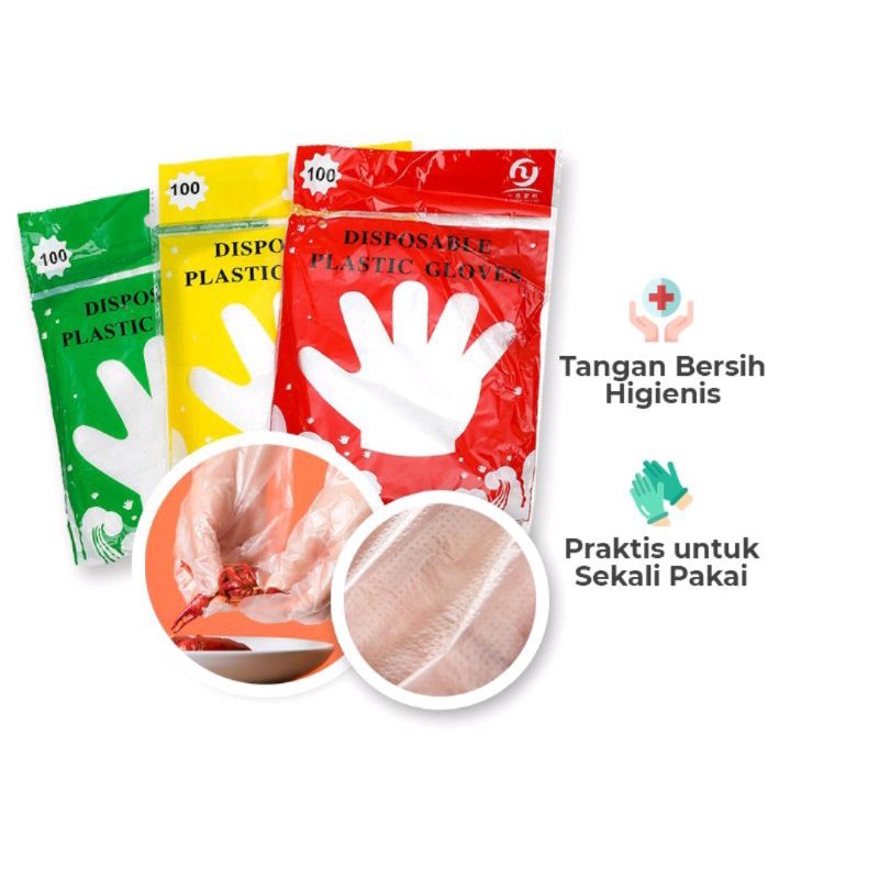 Sarung Tangan Plastik isi 100 pcs Hand Gloves Disposable Serbaguna Murah Dapur Masak Berkebun