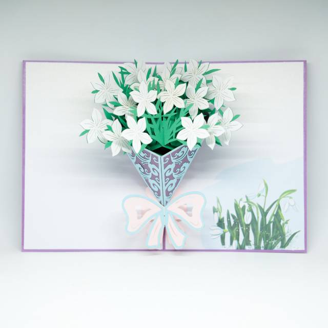 Pop Up Card Buket Bunga 3D- Flower Bouquet Kartu Ucapan Unik