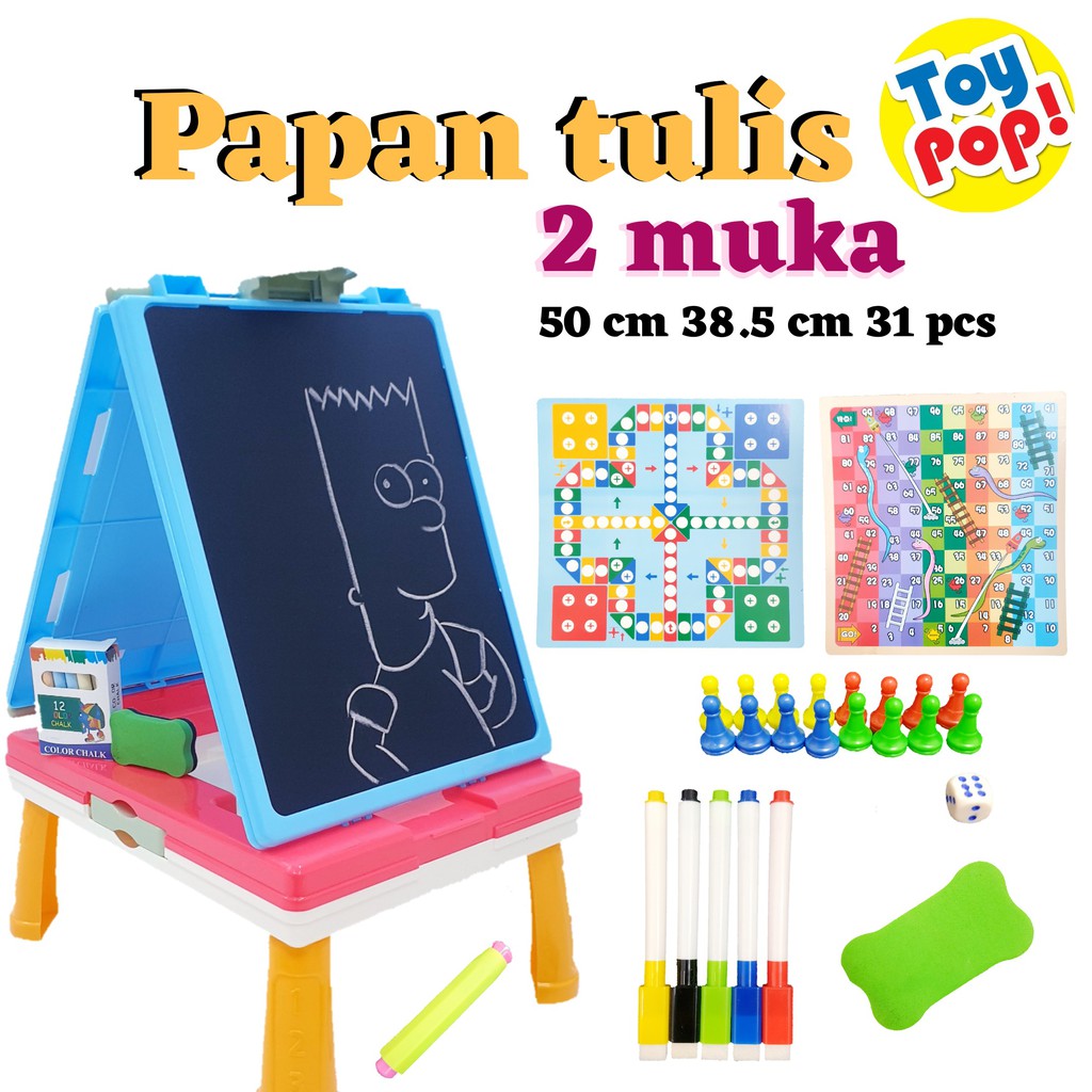  Mainan  Edukasi 2 in 1 Drawing Board White Board Spidol dan 