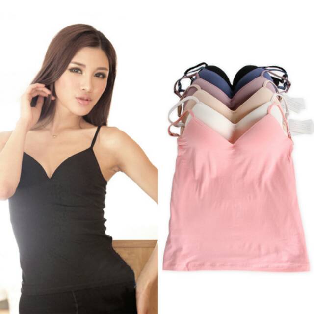 Tanktop Bra / Tanktop Singlet Bra Busa Tipis with Cup Bra
