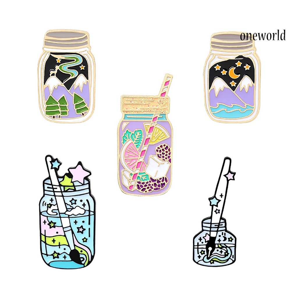 OW@ Cartoon Enamel Pin Ink Bottle Brooch Lapel Coat Jar Badge Clothing Accessories