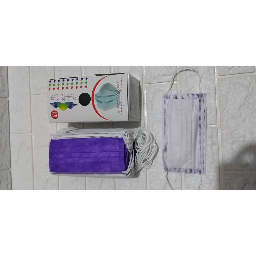 Masker polos cantol kuping 3ply isi 50 pcs