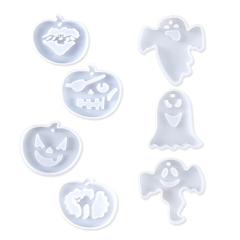 SIY  Halloween Pumpkin Ghost Hanging Sign Resin Mold Keychain Pendant Silicone Mould