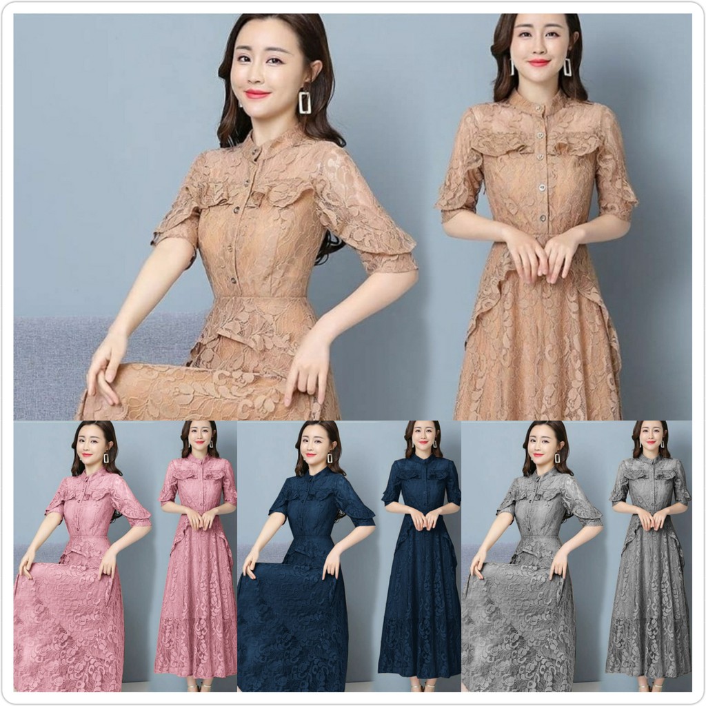 longdress samita Dress brukat pesta gaun panjang brokat dress natal gereja mc dress kondangan