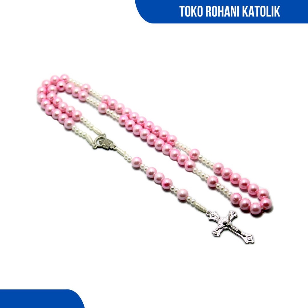 ROSARIO MUTIARA SINTETIS (PINK)/ ROSARIO KALUNG PAREL / ROSARIO KATOLIK / SALIB ROSARIO / KALUNG PRIA WANITA / KALUNG ROHANI / ROSARIO CANTIK / KONTAS