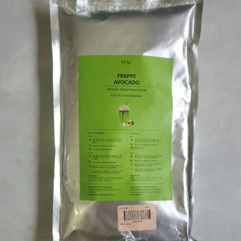 

Toffin Frappe Avocado Powder 800gr / Bubuk Minuman Rasa Alpukat Toffin 800gr
