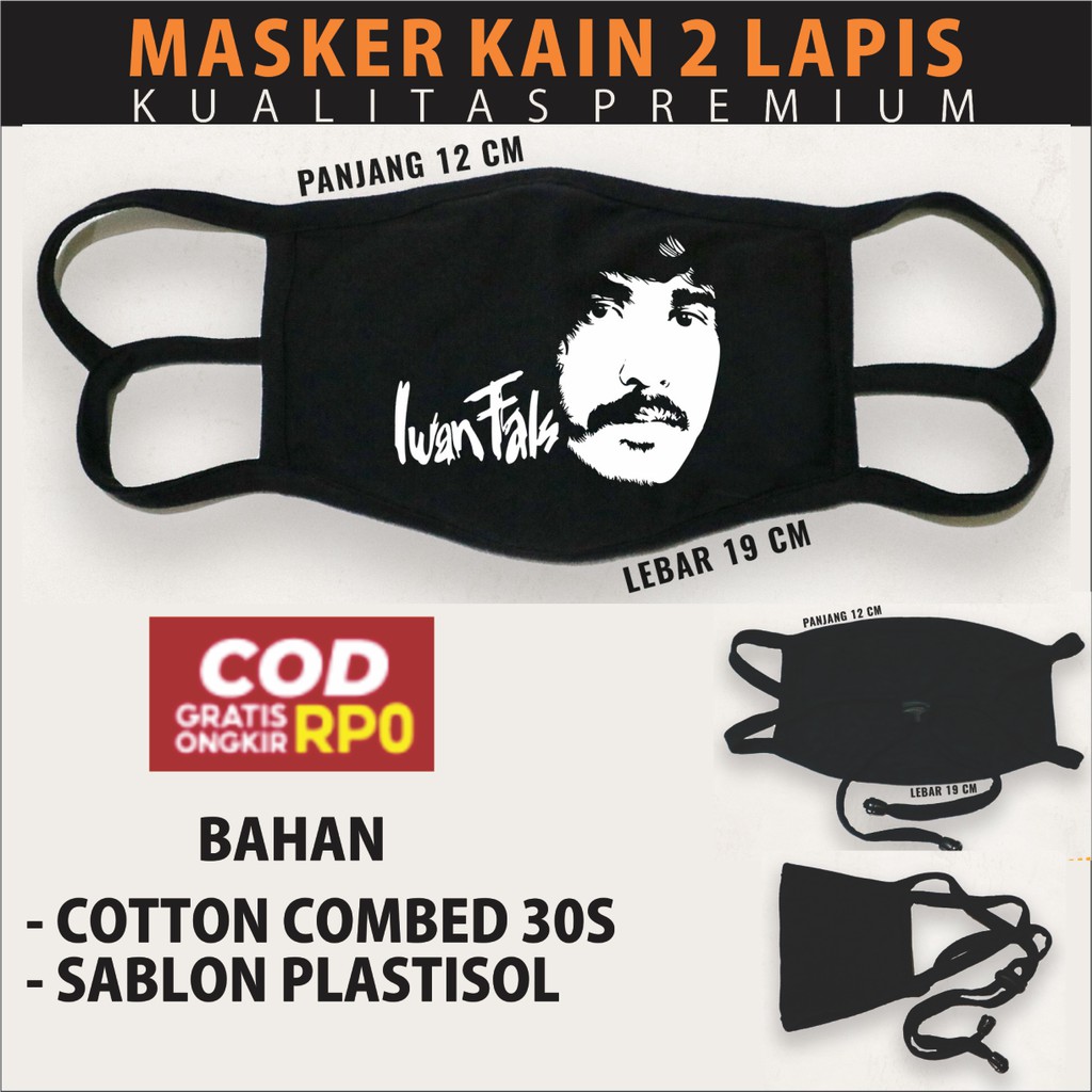 MASKER KAIN 2 LAPIS IWAN FALS, MASKER BAND IWAN FALS
