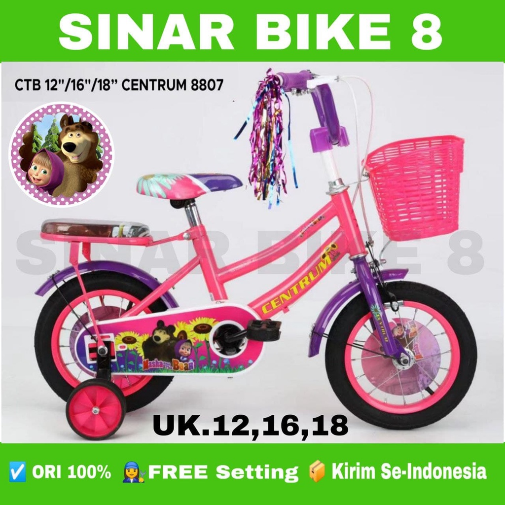 Sepeda Anak Perempuan MINI CENTRUM CT 8807 Ukuran 12 16 18 Inch