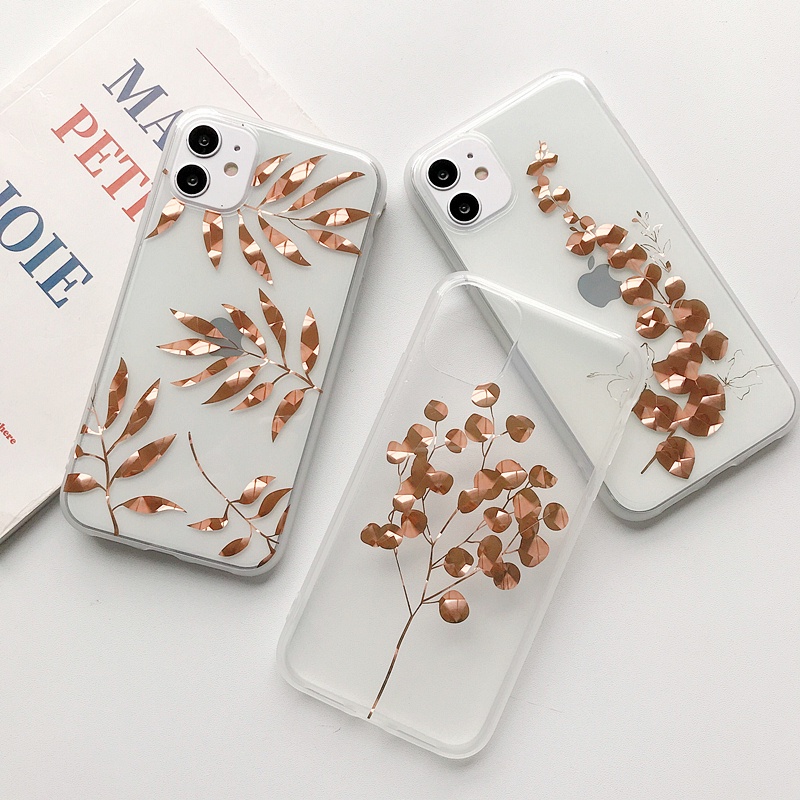 Casing Iphone X Xs Max Xr 7 8 Plus Se 2020 11 12 Pro Max Motif Daun Vintage