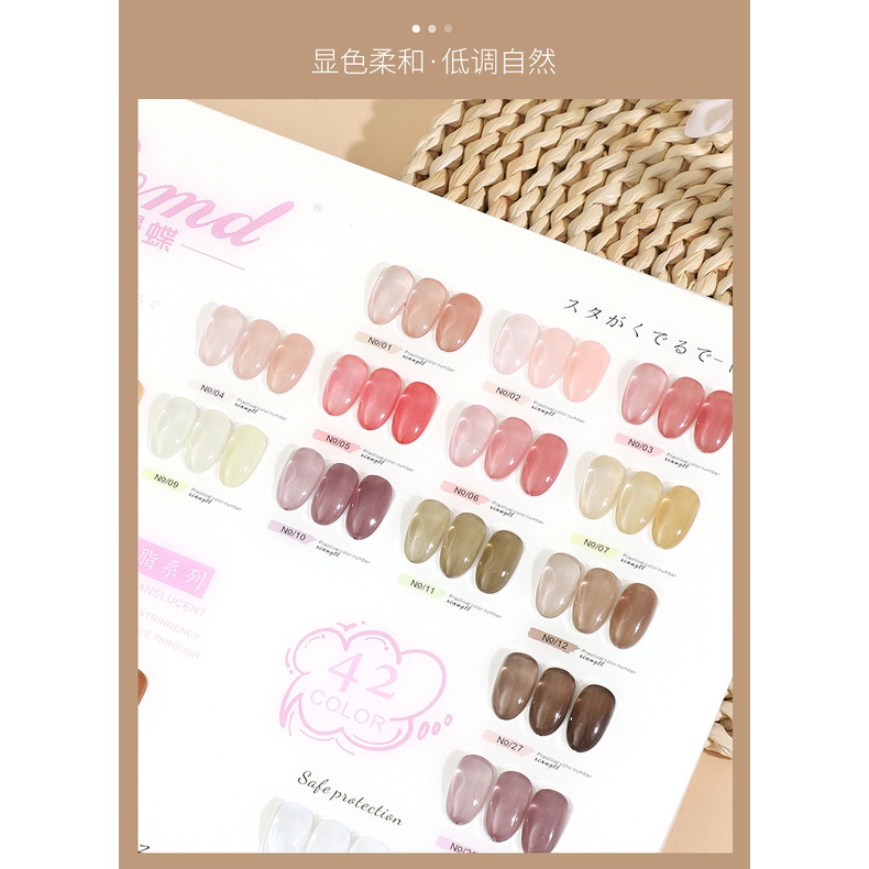 Set kutek gel BOMD Icy Nude Nude Set 42 Warna 2023 uv/led Cat Kuku Tembus Pandang Jelly Baru untuk salon kuku