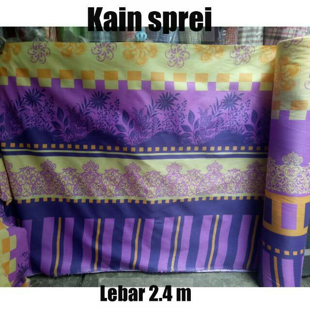 Kain sprei motif abstrak murah dewasa vintage daun bunga ungu meteran gulungan / sarung bantal