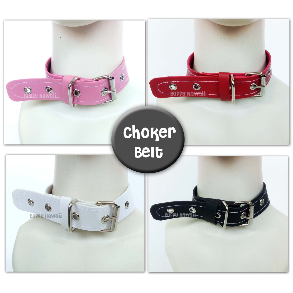 Collar choker belt leather cosplay pet cat dog harajuku goth vintage bell chain neko