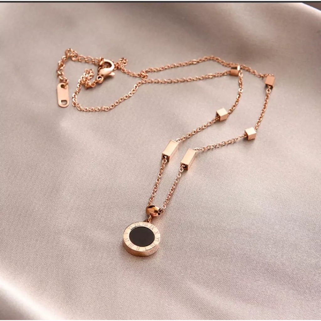 Kalung Titanium Premium Lapis Warna Emas 18K /Kalung wanita titanium anti karat Ala Korea Untuk Wanita Rantai Choker