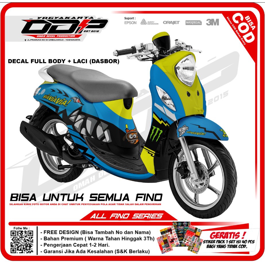 Jual Decal Stiker Yamaha Fino Grande 125 Full Body Dekal Sticker Striping Motor Motif HIU SHARK ROSSI Indonesia Shopee Indonesia