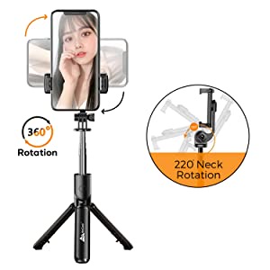 WeCool  S1 Bluetooth Extendable Selfie Sticks Tongkat Selfie Bluetooth yang Dapat Diperpanjang dengan Remote Nirkabel dan Tripod Stand 3-in-1 Multifungsi Selfie Stick dengan Tripod Stand Kompatibel dengan iPhone dan all phones