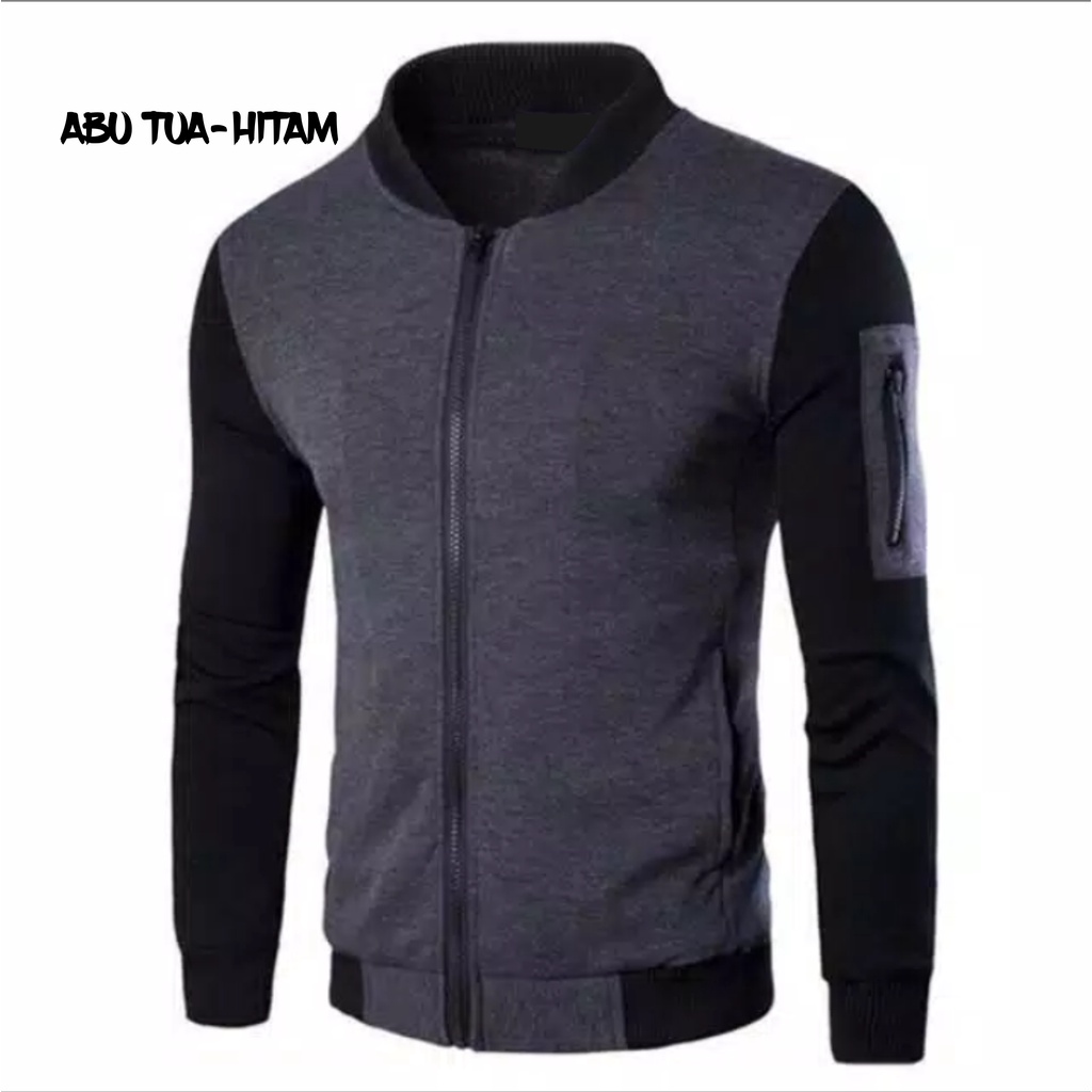 JAKET JUMBO PRIA BOMBER FLEECE KOMBINASI DEWASA MURAH