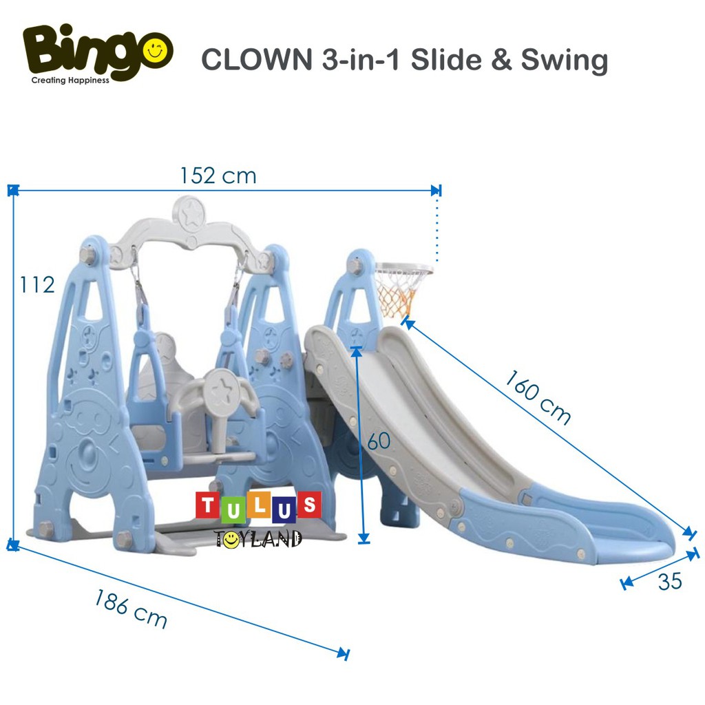 Perosotan Ayunan Bingo CLOWN / KUB 3in1 Slide Swing Basket 3 in 1 Mainan Anak Murah