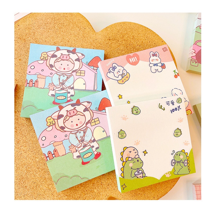 Sticky note dino Rabbit Bunga Pink Lucu Imut Memo Catatan Mini 8 x 8 cm Kertas Reminder Pengigat Notes