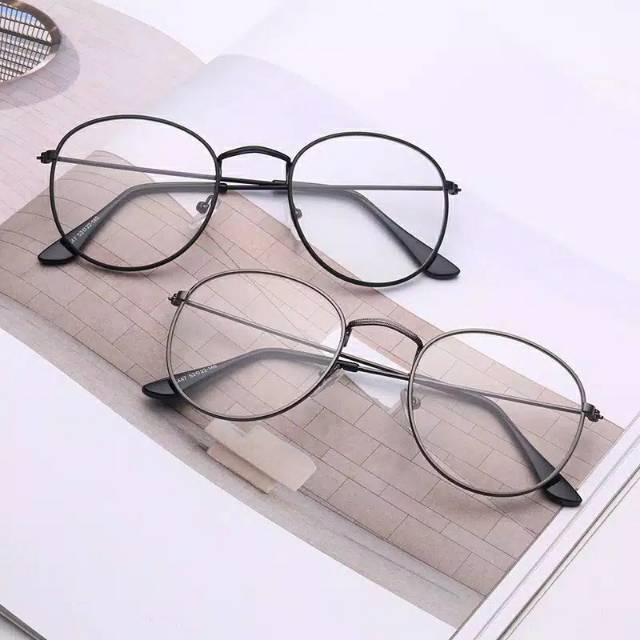 Kacamata Wanita Bulat Lensa Optik Bingkai Logam Gaya Vintage Retro Sunglasses Mewah