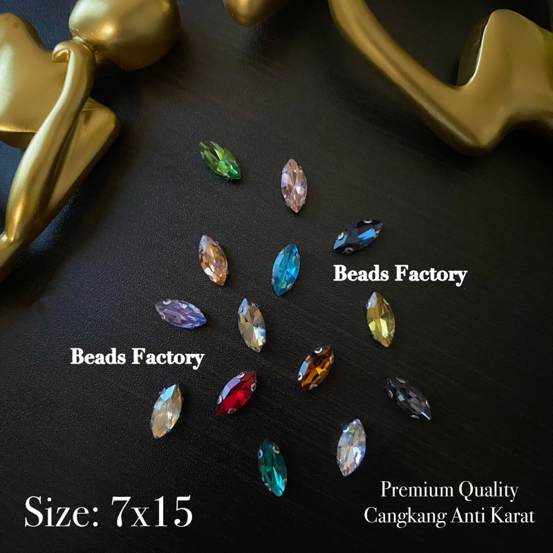 Payet Ecer Kristal Cangkang Kaca 7x15 | Premium Quality Anti Karat TERMURAH | 1 Lusin