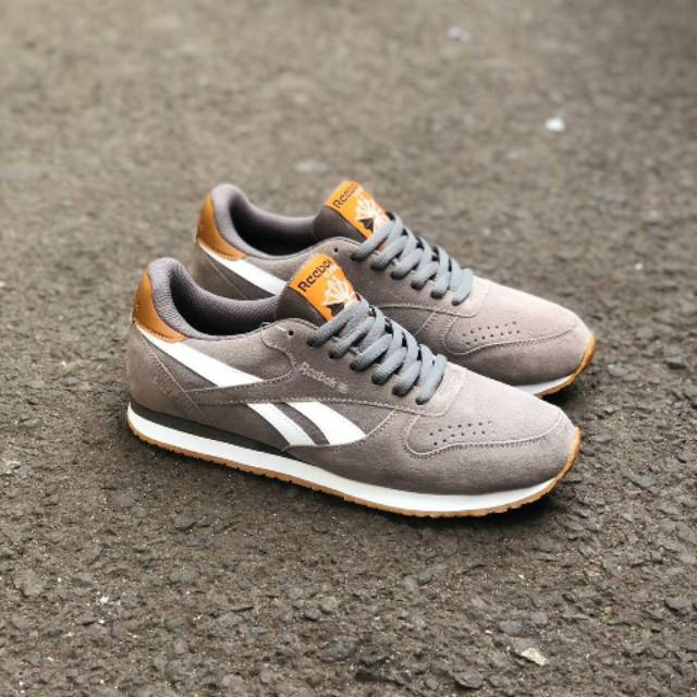 reebok grey suede