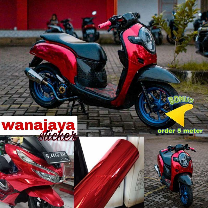 STICKER SKOTLET WARNA MERAH / STIKER SKOTLET MOTOR CROM MERAH / STIKER SKOTLET MOTOR MERAH METALIK