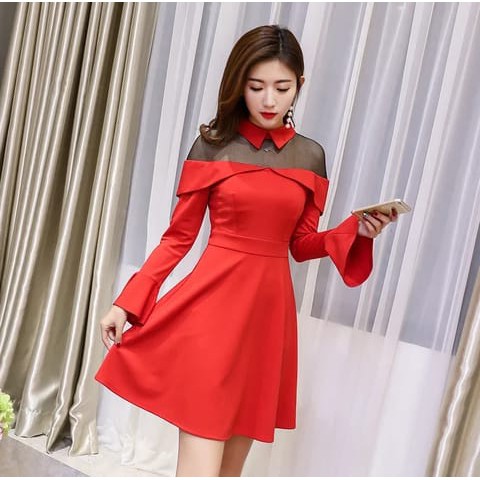 LILACE  / RED / MERAH / BLACK /HITAM /DRESS PESTA CANTIK ANGGUN TERBARU TERLARIS TERPOPULER/termurah