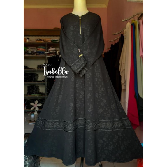 (BISA COD) ABAYA ISABELLA EMBOS FURSAN SULTAN | ABAYA HITAM
