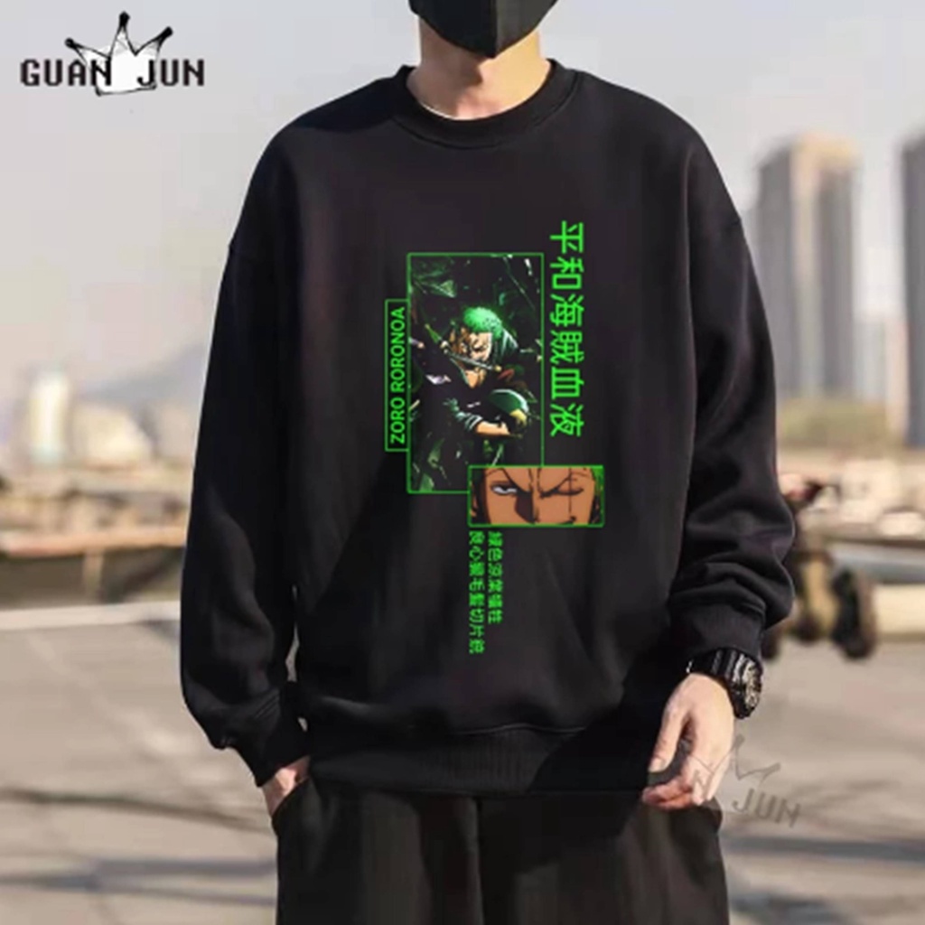Baju Crewneck Basic Anime One Piece Zoro Roronoa Terbaru Pria Wanita Sweater Cn Animasi Kartun Luffy