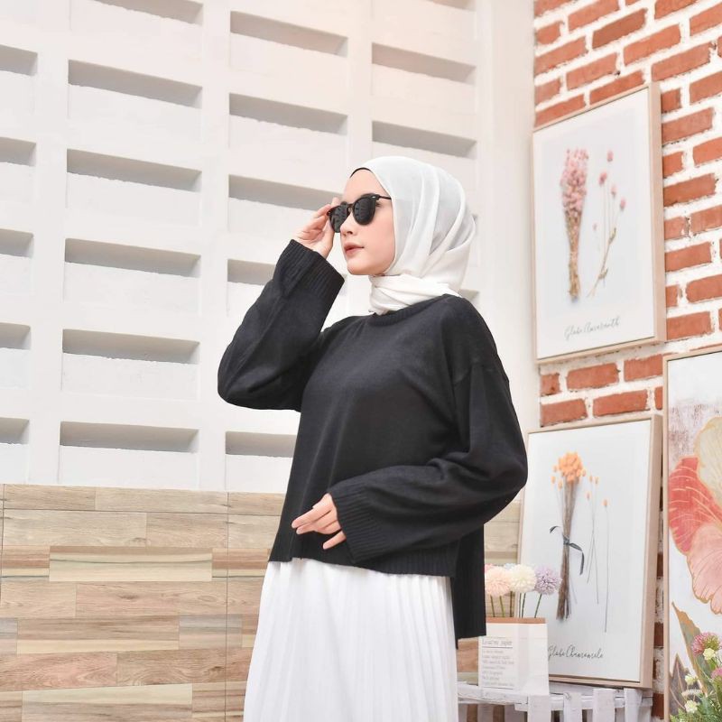 SWEATER RAJUT WANITA/SWEATER RAJUT CROP/SWEATER WANITA/ATASAN RAJUT CROP/ATASAN WANITA/CROP SAFIRA