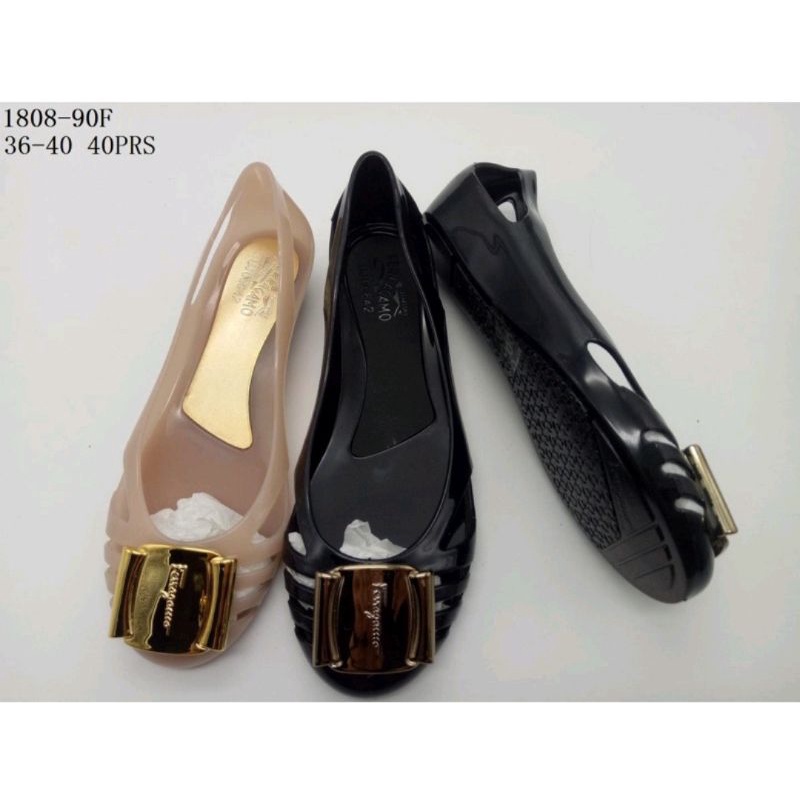 Flatshoes Jelly Import 1808-90F Hitam Nude