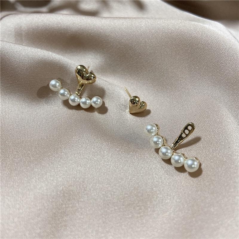 Fashion aksesoris wanita gaya Korea jarum perak 925 sederhana retro logam anting manik bulat kecil-E