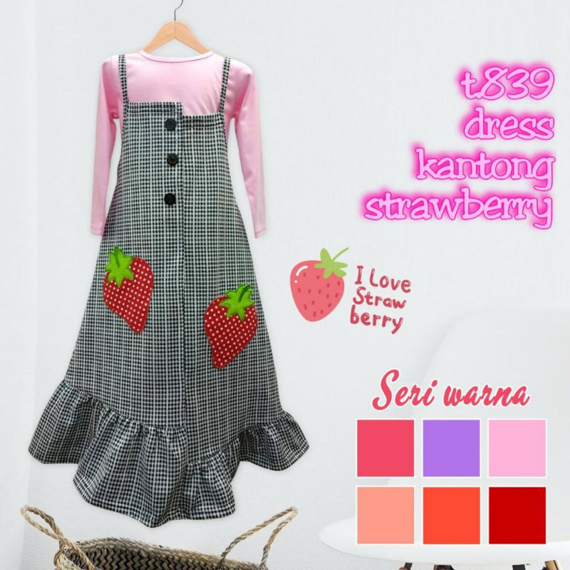 SETELAN GAMIS OVERALL ANAK 2-7 TAHUN TAROKO KANTONG SEMANGKA / SETELAN GAMIS OVERALL + INNER ANAK CEWEK 2-7 TAHUN