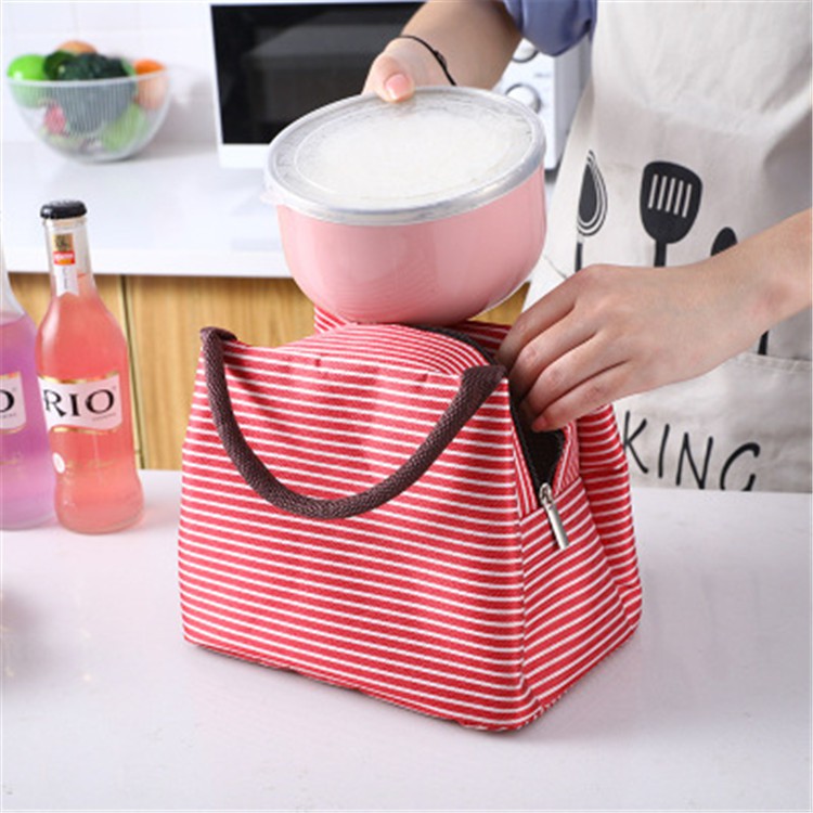 AGG-232 Tas Bekal Motif SALUR Lunch Cooler Bag Salur Garis Tempat Penyimpanan Makanan Bekal Impor