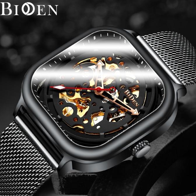Jam Tangan Pria BIDEN Anti Air Stainless Steel Strap Mekanik Otomatis