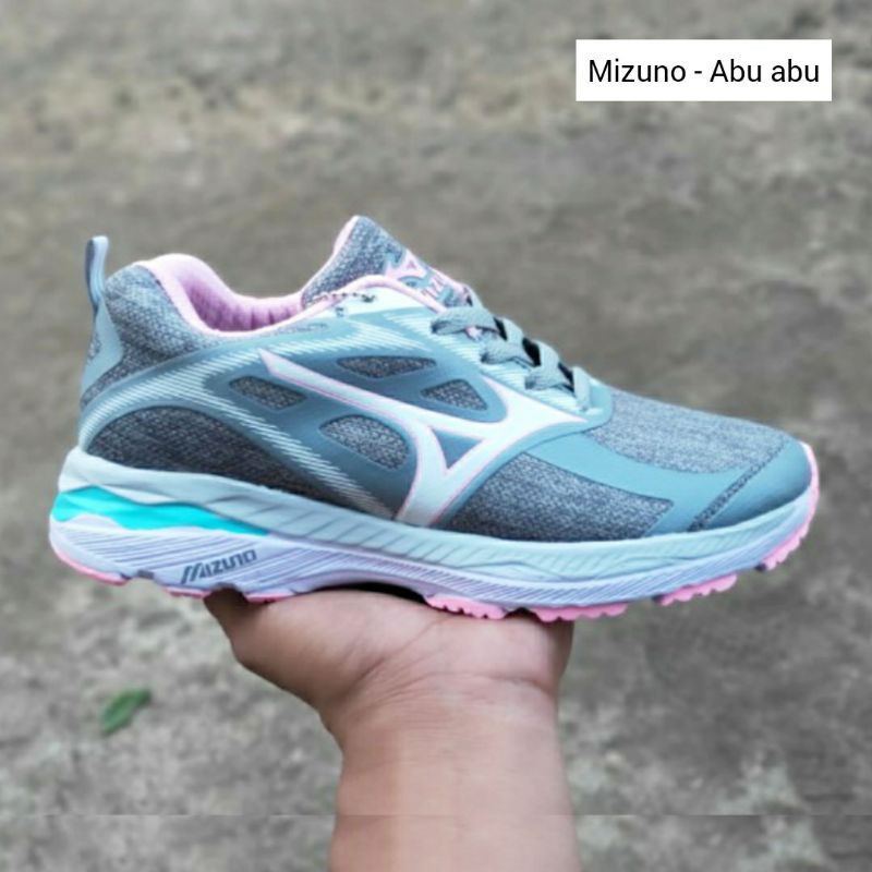 Laris Sepatu Mizuno.olahraga wanita abu pink 36-40 joging senam aerobik