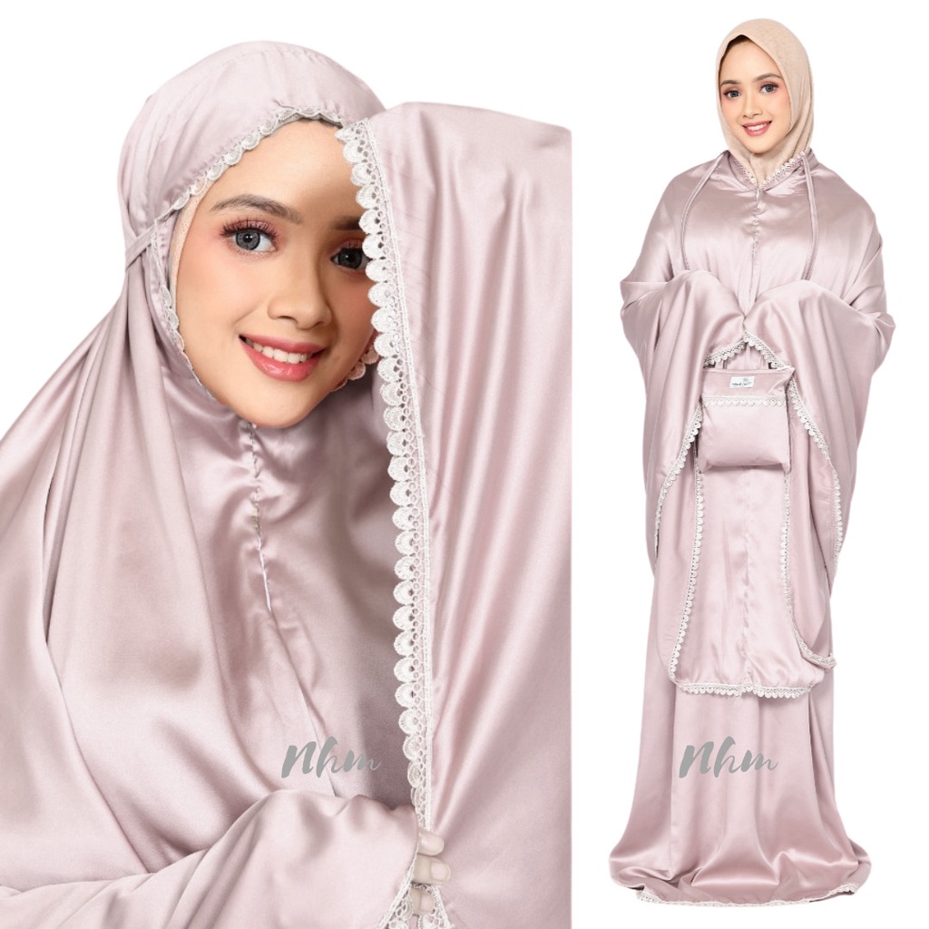 Mukena Traveling Dewasa Armany Silk Premium, Mukena Telekung Sleting