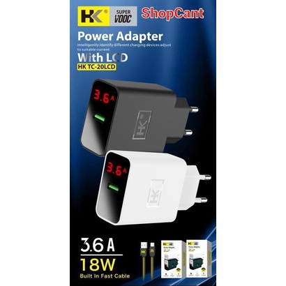 TERMURAH CHARGER HK TC-D20LCD (1USB +LCD & SuperVOOC 3.6A)
